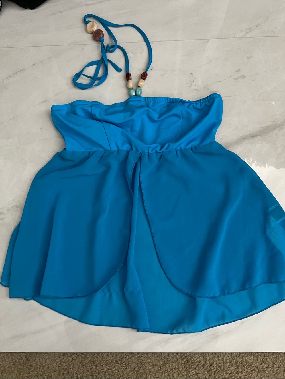 Shein Blue halter top with beaded straps
